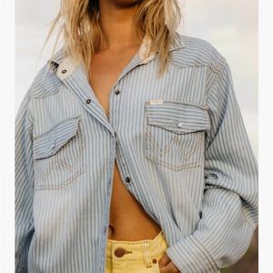 Striped Blue Button-Up Shirt